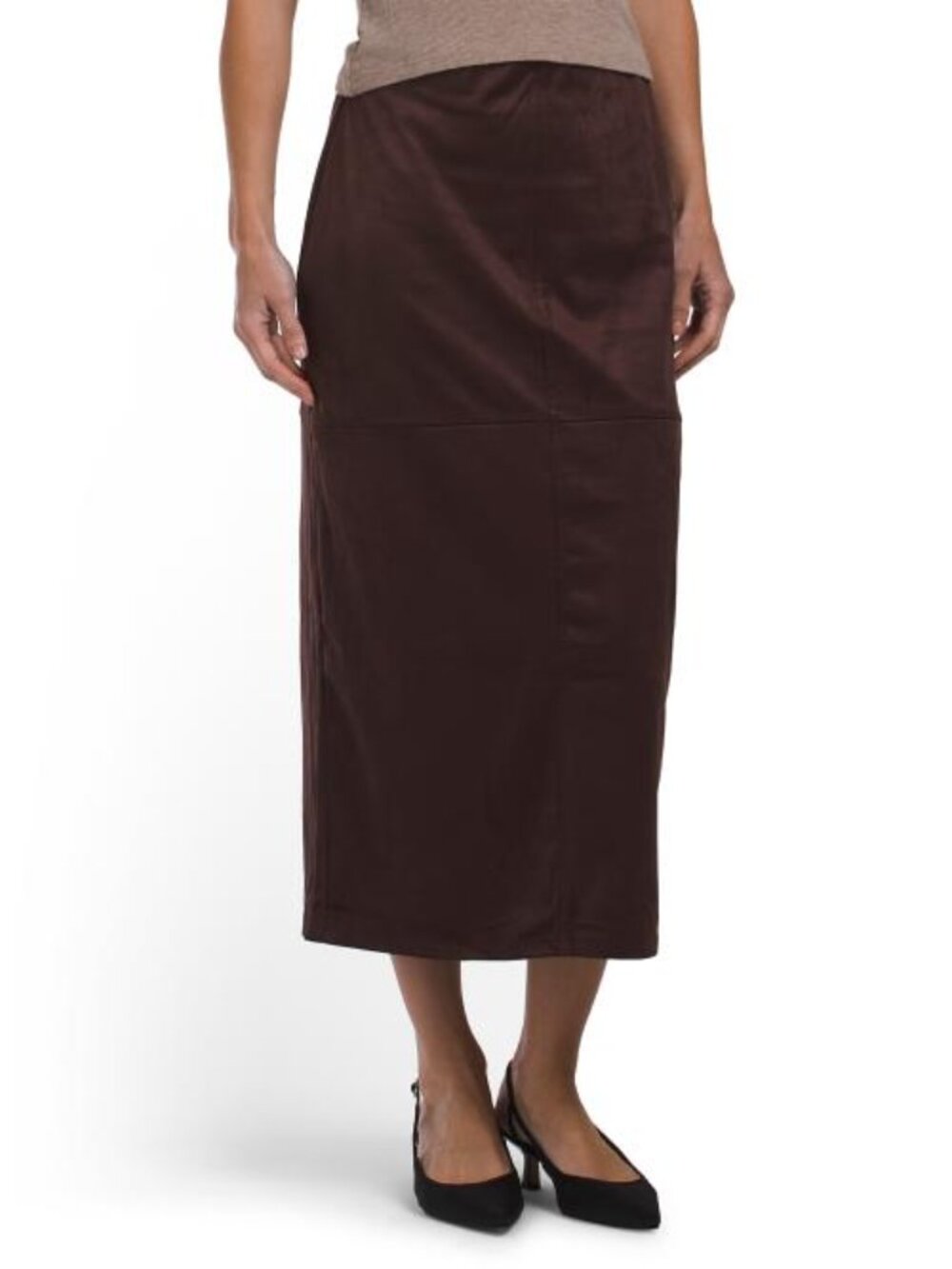 CATHERINE MALANDRINO Pull On Midi Skirt With Back Slit - Picture 1 of 3